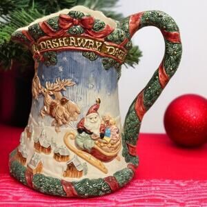 Fitz and Floyd Twas the Night Before Christmas Pitcher Large 1.5qt Vintage 1993